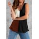thumbnail image 3 of ABPHQTO Camiseta de tirantes de mujer de punto color block negra, 3 of 5