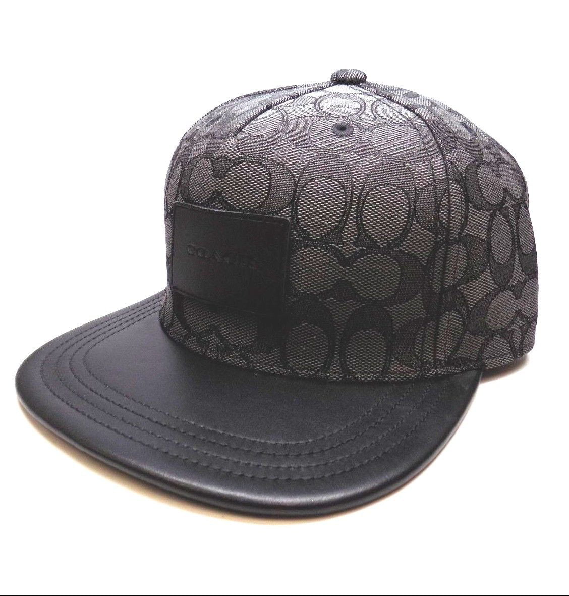 BRAND NEW MEN'S COACH (F33776) FLAT BRIM SIGNATURE BLACK ADJUSTABLE HAT CAP  
