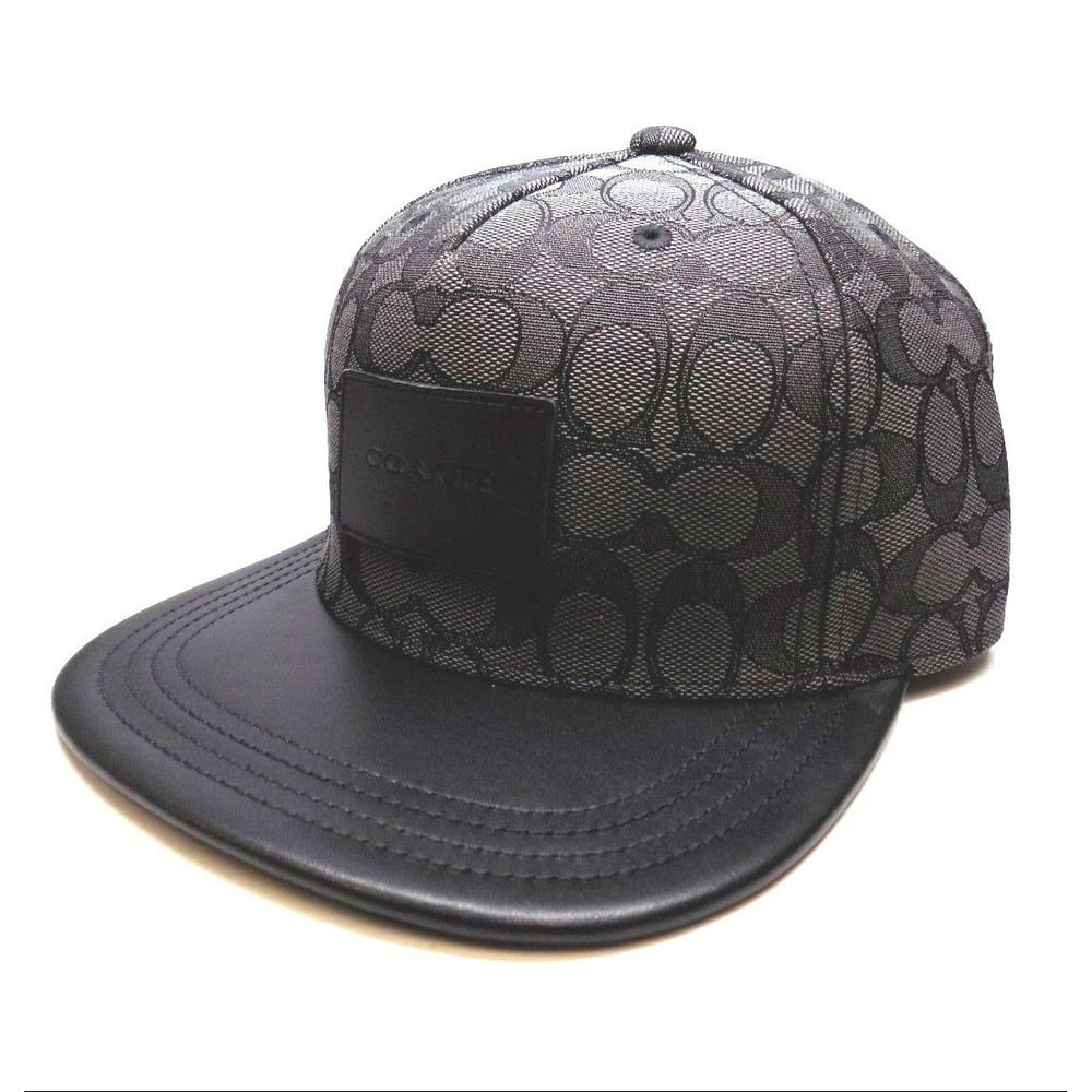 BRAND NEW MEN'S COACH (F33776) FLAT BRIM SIGNATURE BLACK ADJUSTABLE HAT ...