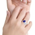 thumbnail image 3 of Toi Et Moi Diamond Ring, Pear Cut Sapphire Diamond Ring, Bypass Diamond Engagement Ring, Two Stone Diamond Wedding Ring, 14K White Gold Plated, 2.0 Ct Simulated Diamond and Blue Sapphire, 3 of 3