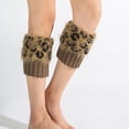 thumbnail image 3 of Visland Women Boots Socks, Fashion Casual Leopard Print Soft Cozy Fluffy Crochet Knitted Autumn Winter Short Leg Warmers Boot Cuffs Toppers Socks for Outdoor Daily Wear, 3 of 7