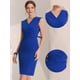 thumbnail image 2 of Vestido de oficina Allegra K para mujer Sin mangas Cuello En V con cinturón Vestidos de lápiz Azul real S, 2 of 6