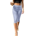 thumbnail image 2 of Mifsaly Fitted Capri Pants Women Striped High Waisted Capris Lightweight Soft Stretch Everyday Casual Cropped Pants Blue,XL, 2 of 7