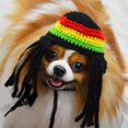 thumbnail image 3 of Sombrero de lana con rastas a la moda para mascotas de Halloween, bonito, novedad, decoración divertida, disfraz de fiesta, accesorios divertidos de ropa para gatos, gatitos pequeños Feliz Sencillez, 3 of 5