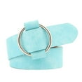 thumbnail image 1 of Female Solid Color Imitation Leather Metal Round Buckle Belt Girls Jeans Modeling Decoration Belt, 1 of 8