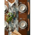 thumbnail image 2 of Table Runner Dresser Scarves 72 Inch Long, Modern Abstract Superposition Linen Dining Table Runners Cloudy Misty Splice Texture Tabletop Scarf for Wedding Holiday Party Kitchen, 2 of 7