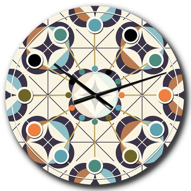 Designart 'Geometric Retro Design Iii Horloge Murale Moderne du Milieu du Siècle