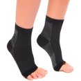 thumbnail image 2 of 2 PAIR Plantar Fasciitis Sleeves Socks for Heel & Arch Pain, Graduated Compression Sock for Runners, Nurses, Travelling and Gym Moisture Wicking FREE Eyeglass Pouch by iSupportPosture (Black/Grey, L), 2 of 3