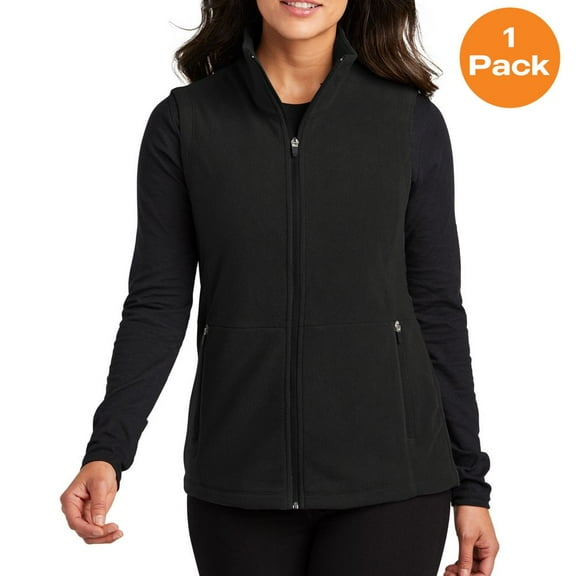 Port Authority L152 Ladies Accord Microfleece Vest , Black, S, Womens Fleece Jackets