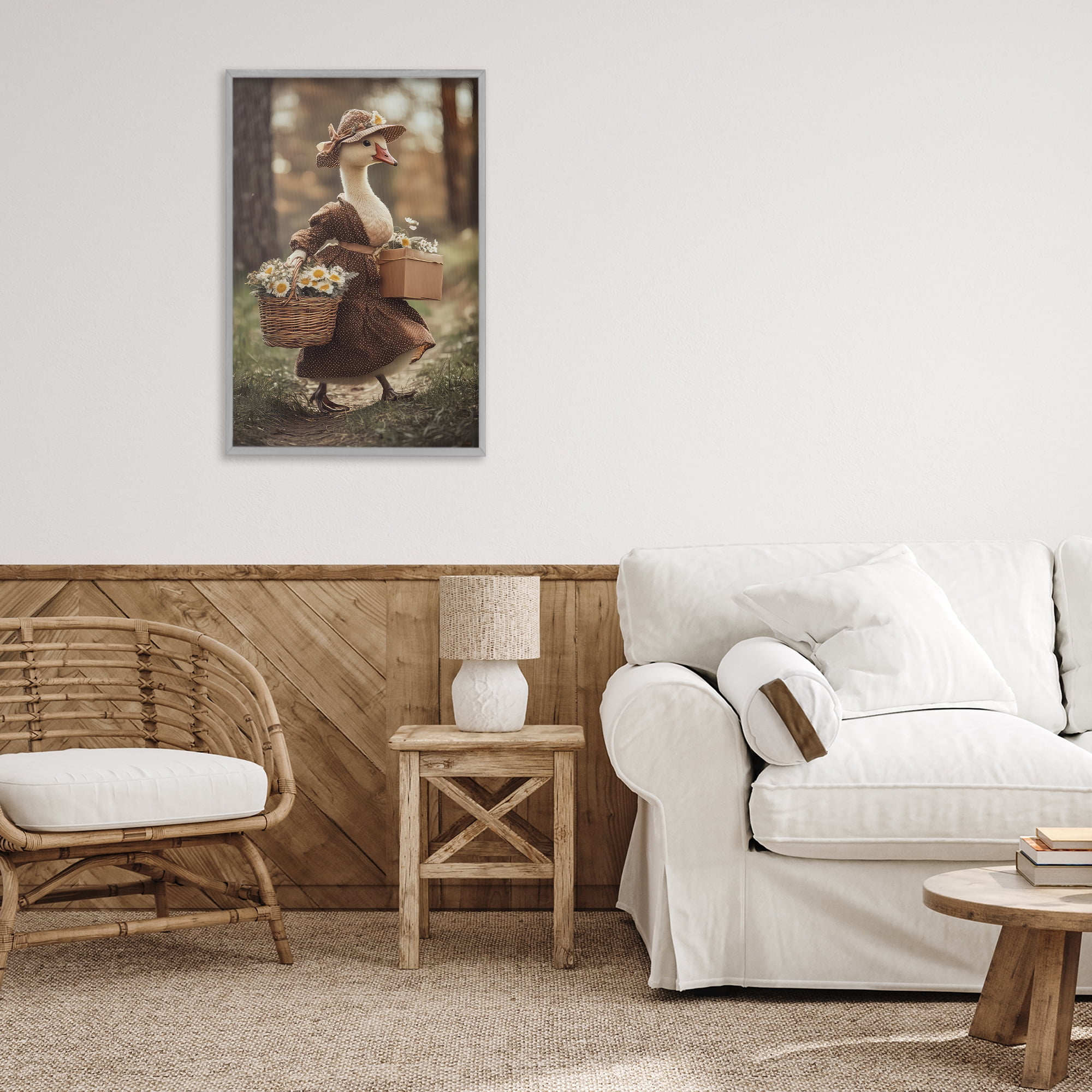 Stupell Industries Mother Goose with Flowers Gray Framed Giclee Art, design by The Wands Want