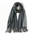 thumbnail image 3 of Women's Fabulous Plus Size Soft Pashmina Viscose Scarf Shawl Wrap，Women's Winter Warm Two Tone Tassel Long Scarf, 3 of 3