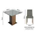 thumbnail image 3 of Juego de Comedor Mesa con Tablero de Vidrio 4 Sillas Marrón/Gris/Silver Anaju Madesa, 3 of 11