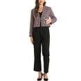 thumbnail image 2 of INSPIRE CHIC Women's Notch Lapel Jacket Office Long Sleeve Casual Blazer Jackets S Red Black, 2 of 5