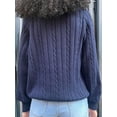 thumbnail image 6 of Womens Cable Knit Soft Business Casual Trendy Classic Pullover Sweaters Fall Outfits Navy Blue XL, 6 of 9