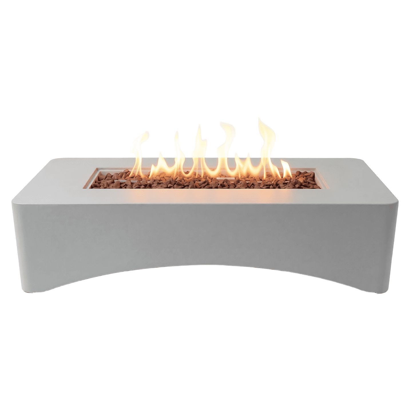 Propane Fire Pit Table, Rectangular Outdoor Gas Fire Pit 50,000 BTU, Modern Minimalist Fire Table for Patio Backyard Deck, Concrete Firepit with Waterproof Cover, Lava Rocks & Tank Seat–Light Grey