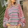 thumbnail image 2 of miqiqism Women's Fashion Spliced Striped Sweatshirts Casual Long Sleeve Loose Blouses Comfy Round Neck Drop Shoulder Pullover Sweatshirt Tops,Purple,XX-Large, 2 of 6