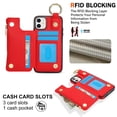 thumbnail image 2 of Allytechgroup iPhone 15 Plus Wallet Case, RFID Blocking Zipper Pocket Ring Holder Kickstand Bumper Shockproof Portable Durable Phone Case for Apple iPhone 15 Plus, Red, 2 of 2