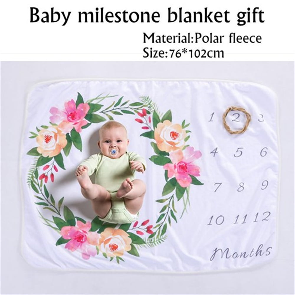 NOGIS Baby Monthly Milestone Blanket Boy or Girl Personalized Baby