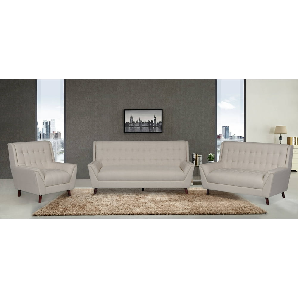 US Pride Furniture Tufted Back MidCentury Modern 3 Piece Set Walmart