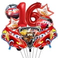 thumbnail image 4 of Decoraciones para fiestas de cumpleaños de Cars Disney Pixar Cars Lightning Mcqueen Globos Servilletas de papel Vasos Platos Bolsas de regalo Vajilla Suministros, 4 of 5