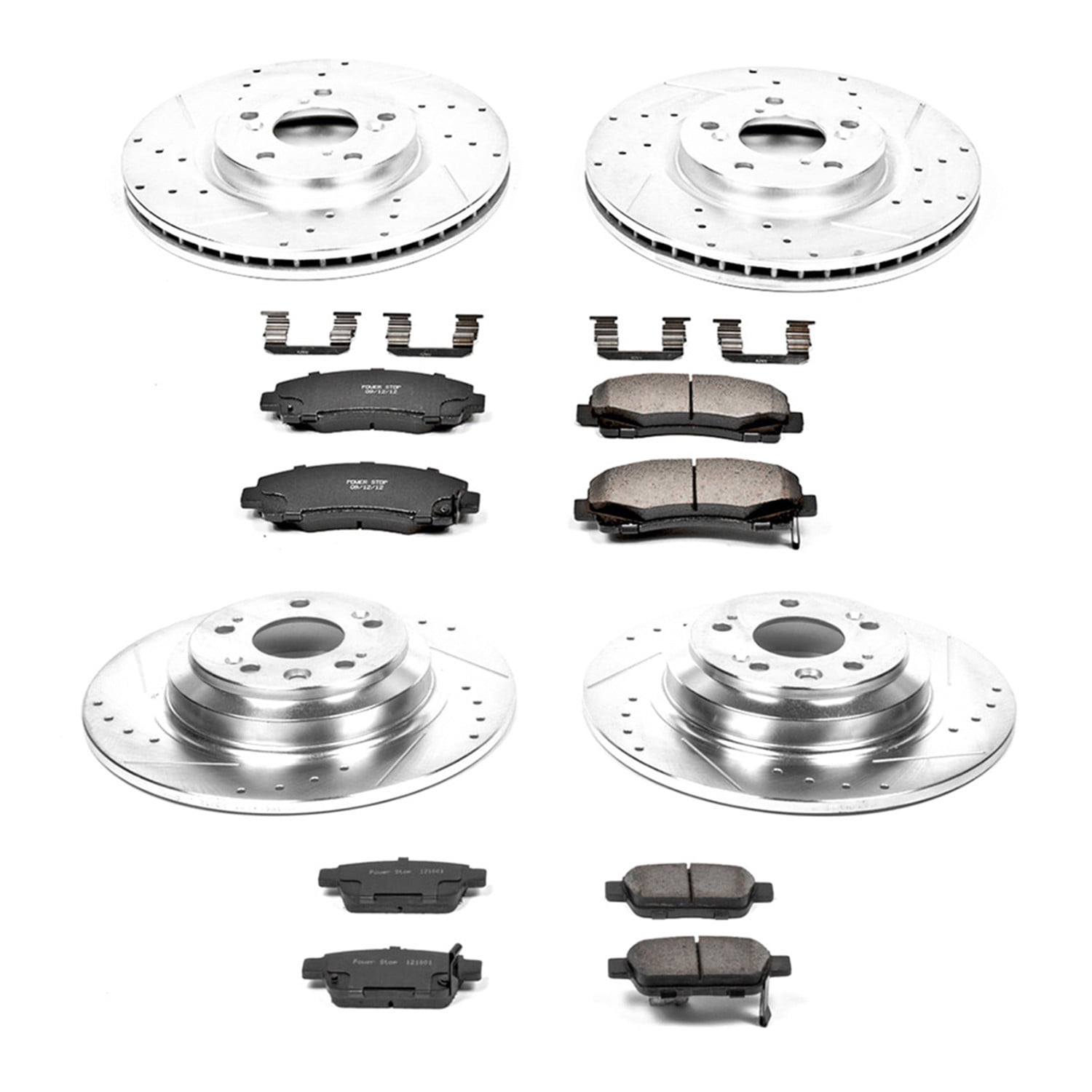 PowerStop Front and Rear Z23 Evolution Sport Carbon-Fiber Ceramic Brake Pad and Drilled & Slotted Rotor Kit Fits: ACURA Select Models K5856