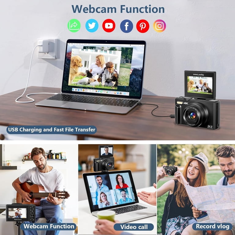 XLURC, 4K Digital Camera with Wifi, 64MP Vlogging Camera - Walmart.com