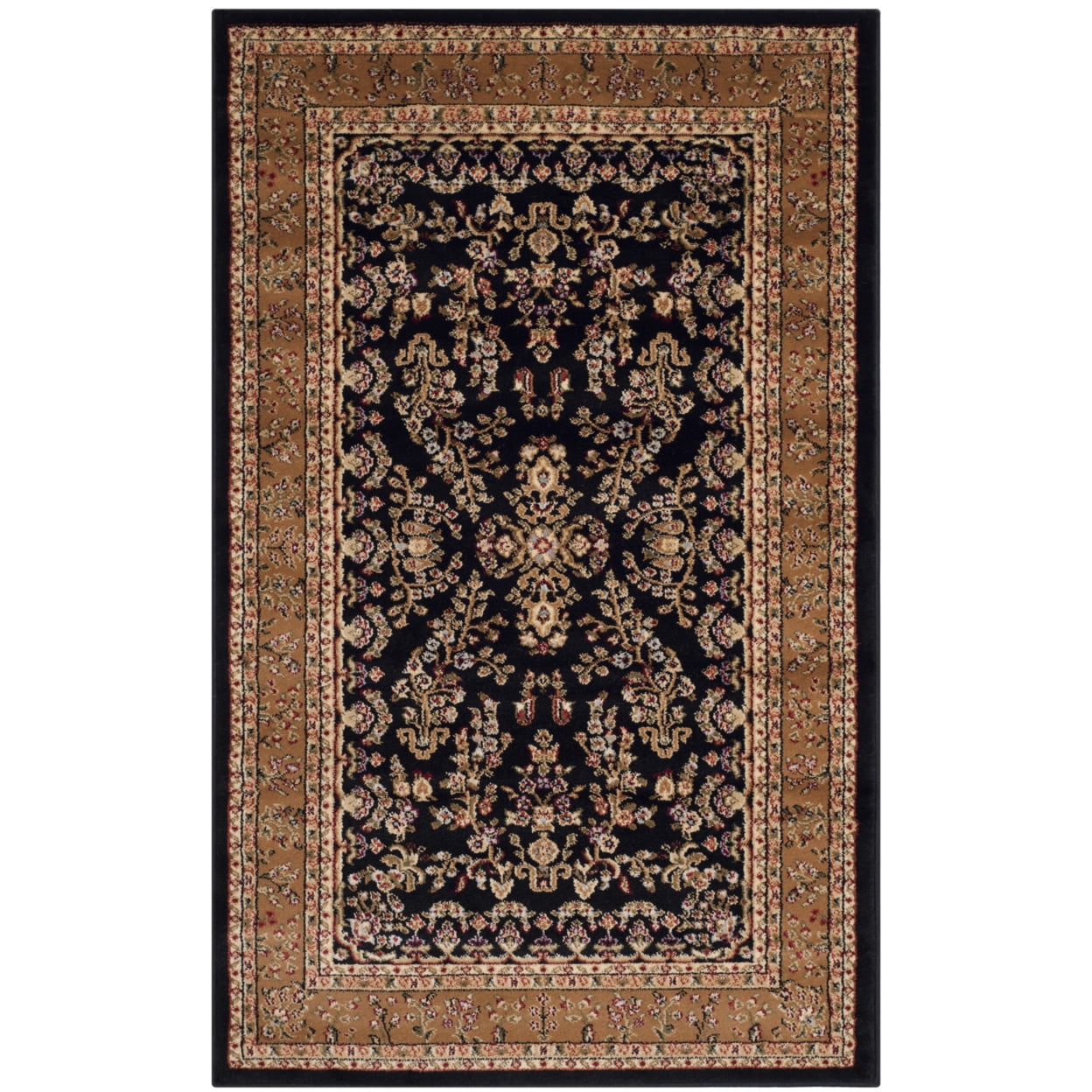 SAFAVIEH Lyndhurst Isadora Traditional Bordered Area Rug, Black/Tan, 8' x 8' Round