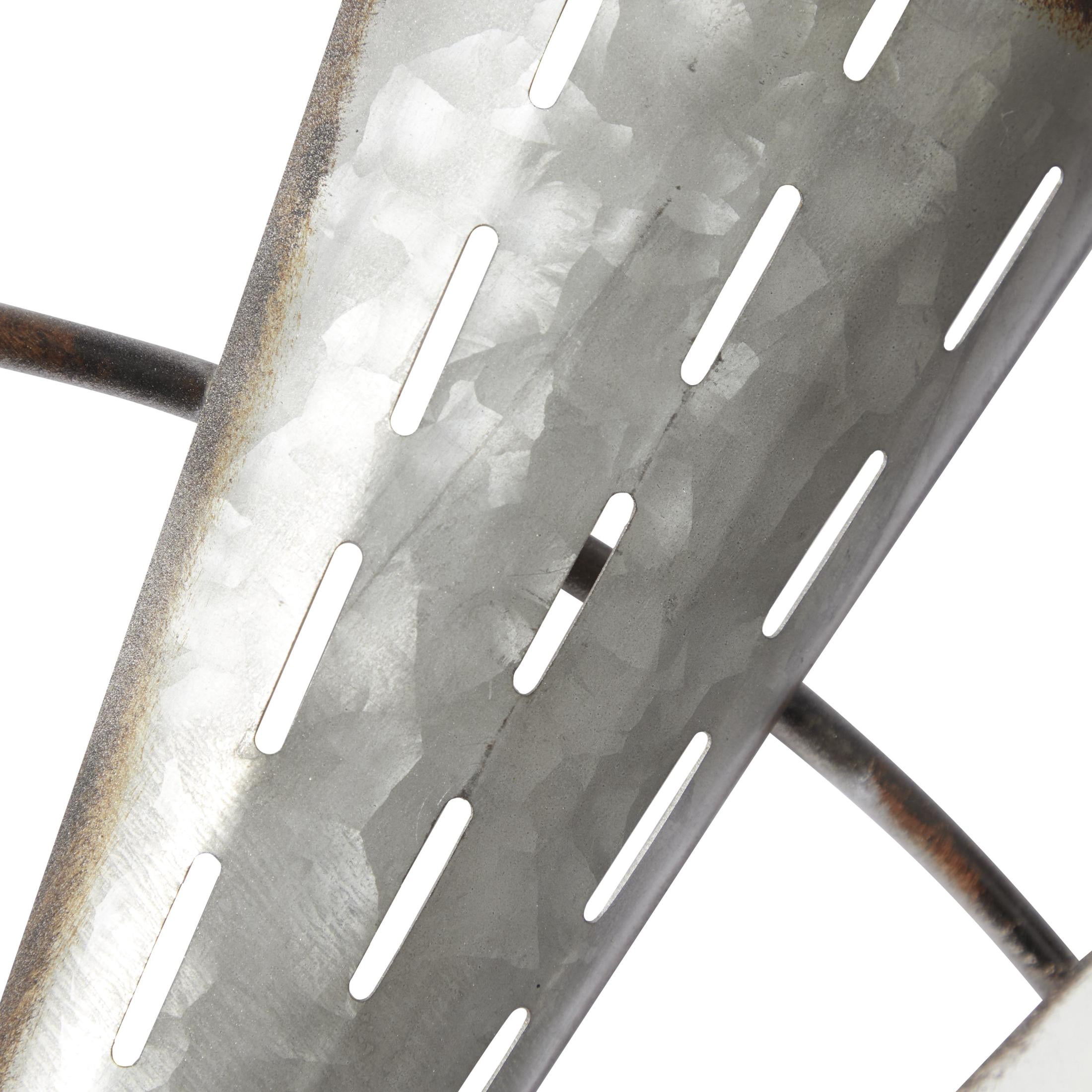 DecMode White Metal Windmill Wall Decor with Galvanized Metal Accents
