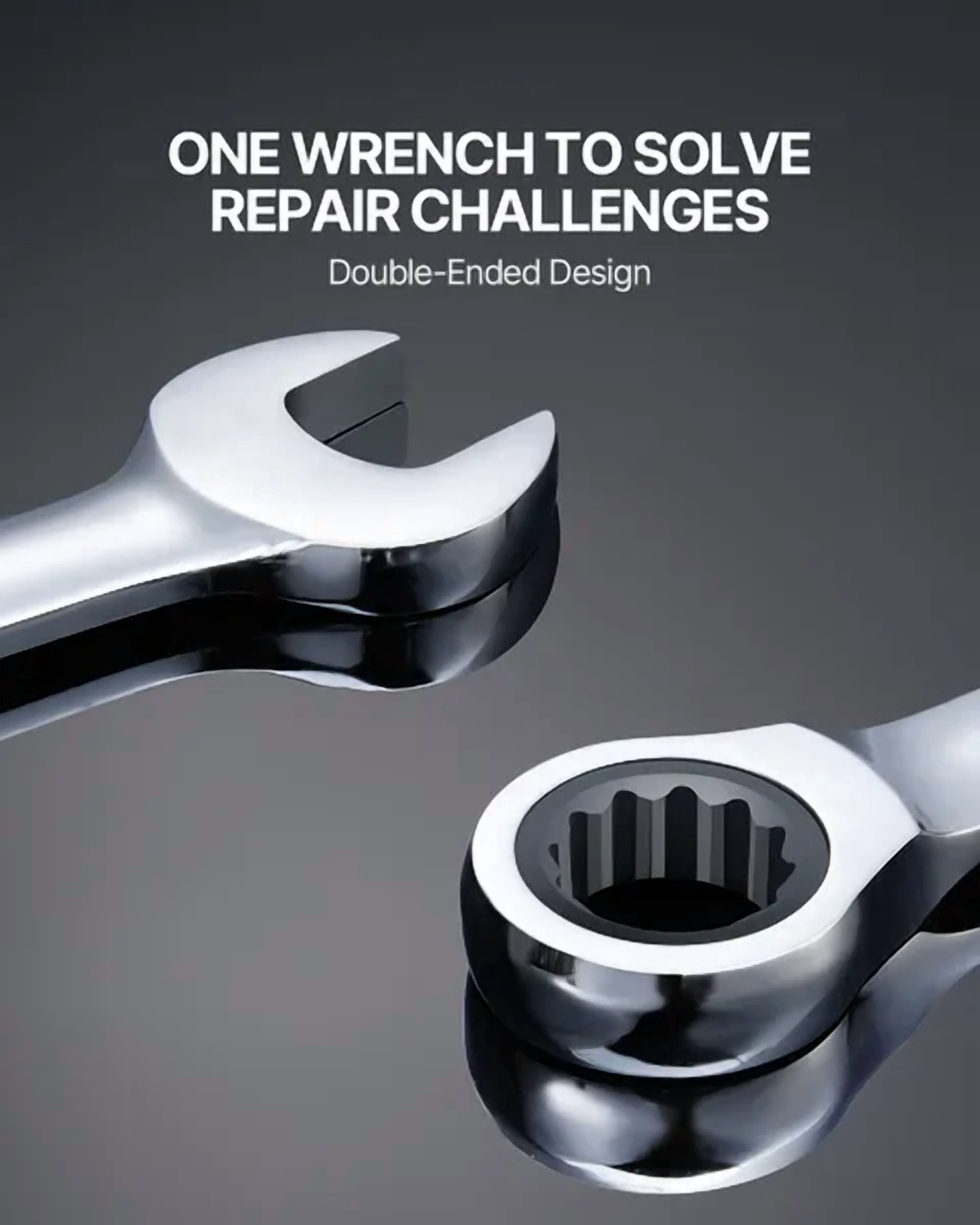 16-Piece Metric Ratcheting Wrench Set with Organizer Rack,Chrome Vanadium Steel 8mm to 24mm for Home,Garage,Workshop,Auto Repairs and Emergencies