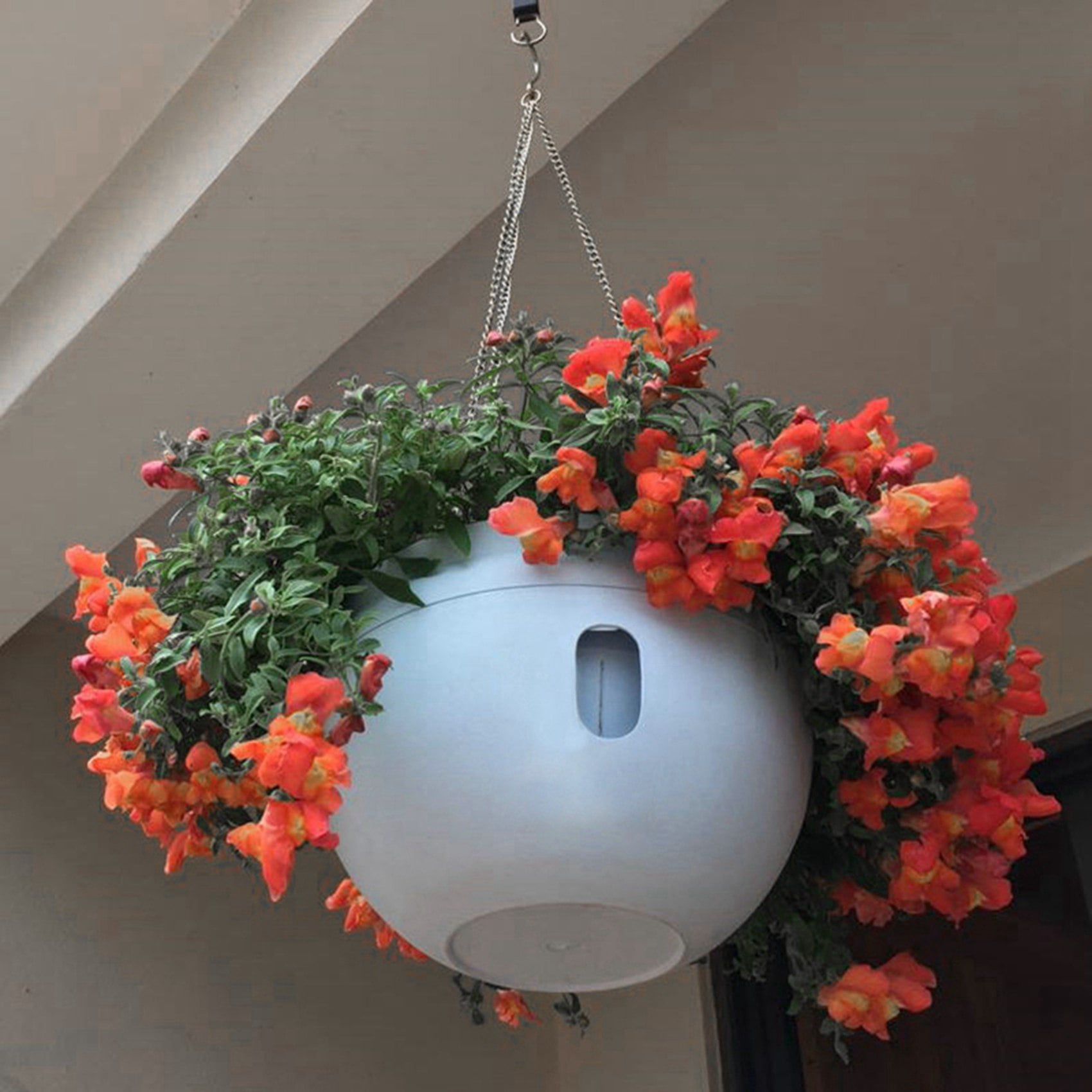 4Pcs Plastic Hanging Planter Self Watering Basket with Hooks, Hanging Flower Pot with Detachable Base White