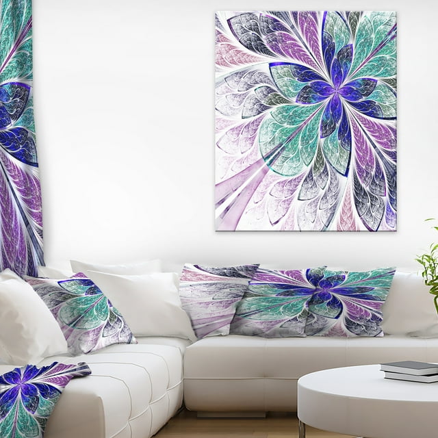 Design de Fleurs Fractales Bleues et Violettes - Impression sur Toile Florale