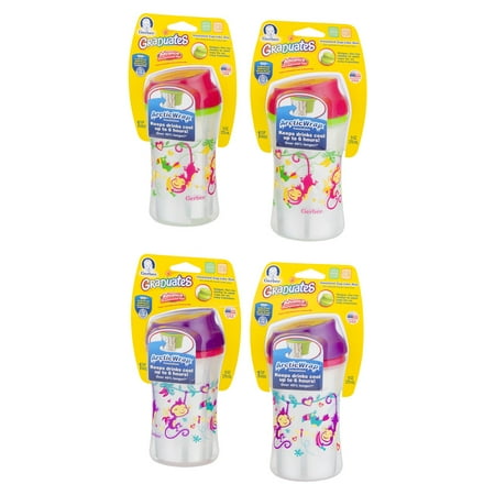 Gerber Graduates 9-oz Advance Developmental Insulated Cup-Like Rim Cup, Set of 4, Girl Designs, BPA-Free