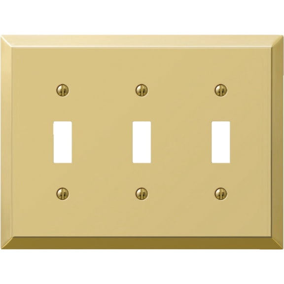 Creative Accents 9BS103 Bright Brass Finish Steel Three Gang Toggle Light Switch Wallplate
