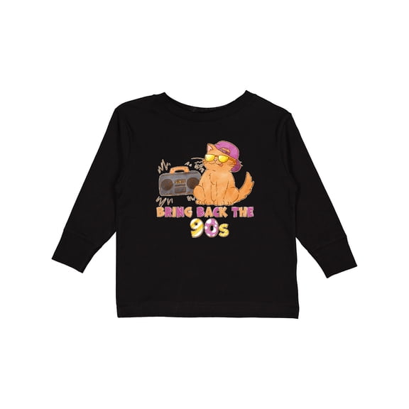 Inktastic Bring Back The 90s Cool Orange Cat Boys or Girls Long Sleeve Toddler T-Shirt