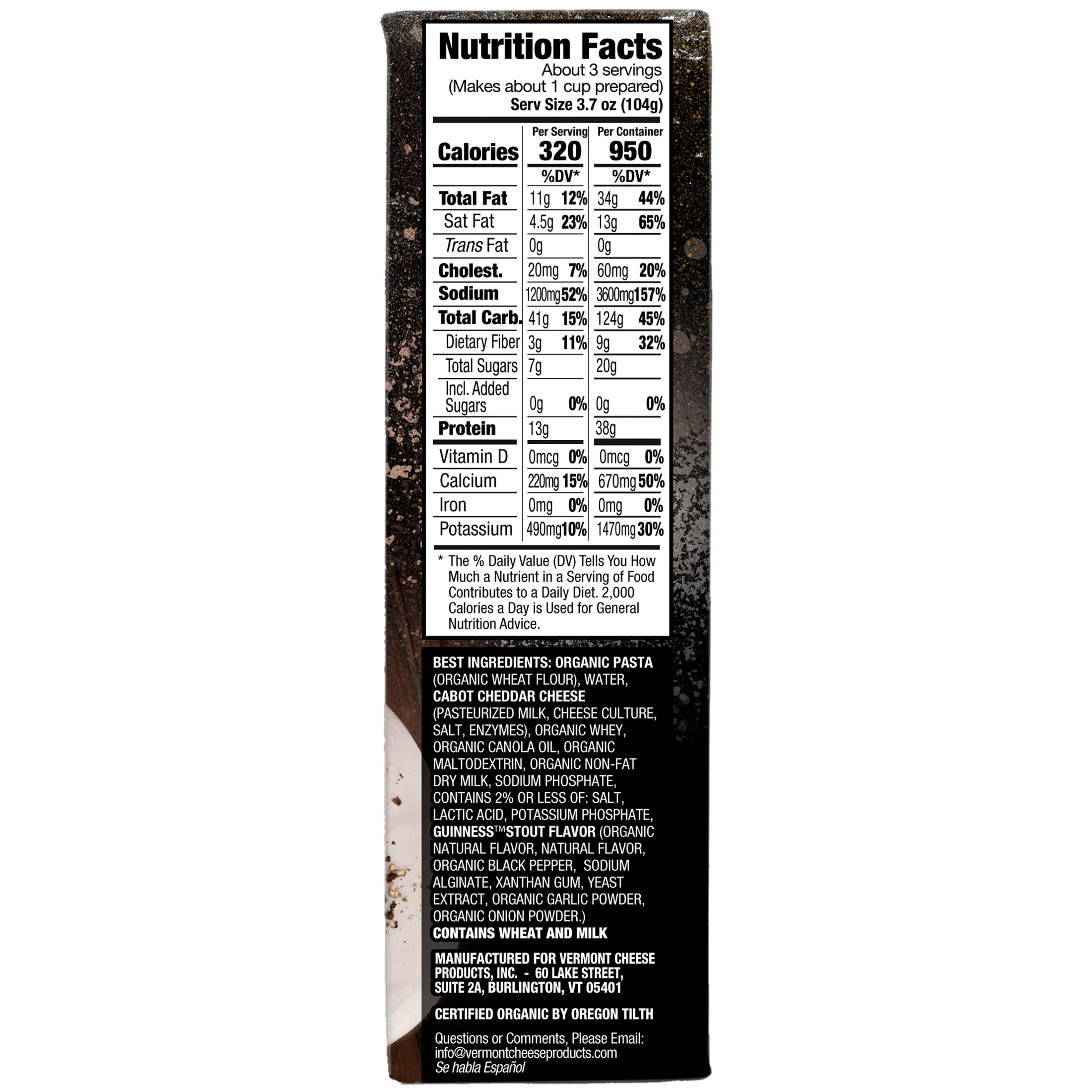 Guinness Cracked Black Pepper Macaroni & Cheese with Organic Pasta, 11 oz Box, Shelf-Stable