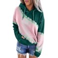 thumbnail image 2 of ABPHQTO Sudadera casual de mujer con capucha y bolsillo con estampado tie-dye verde, 2 of 5