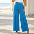 thumbnail image 2 of hlysgo Women's Wide Leg Pants Elegant High Waisted Asymmetrical Pant Business Casual Dress Trousers with Pockets Blue,2xL, 2 of 6