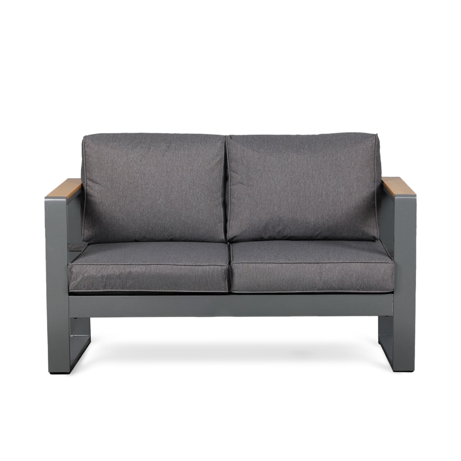 Aoodor Patio Furniture Loveseat Aluminum Sofa Couch Deep Seat - All-Weather Resistant Outdoor Conversation Set with Thick Cushions