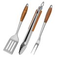 thumbnail image 3 of Juego de herramientas para barbacoa de madera rosa resistente. Espátula, tenedor y pinzas multifunción de acero inoxidable extragrueso - Accesorios esenciales, 3 of 5
