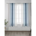 thumbnail image 2 of Minimalist Sheer Curtains 63 Inch Long 2 Panels, Grey-blue Gradient Gray Stripes Farm Light Filtering Rod Pocket Semi Sheer Curtains, Sheer Voile Drapes for Living Room Bedroom, 52"x63", 2 of 5
