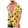 thumbnail image 1 of JWZUY Men's Polka Dot Print Casual Shirt Short Sleeve Summer Casual Button Down Shirts Yellow XXL, 1 of 7