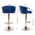 thumbnail image 4 of Set of 2 Bar Stools,with Chrome Footrest and Base Swivel Height Adjustable Mechanical Lifting Velvet + Golden Leg Simple Bar Stool-Navy, 4 of 9