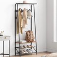 thumbnail image 2 of Ourlova Double row Coat Rack Shoe Bench Organizer w/ 5/10 Hooks, 4 in 1 Entry Hallway Coat Rack w/ Storage Function, Metal Frame Hallway Organizer, Wood Look Decorative Furniture for, 2 of 5