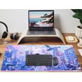 thumbnail image 6 of Anime Kawaii Desk Mat Mousepad Cute Japanese Large Gaming Mouse Pad XXL, Pastel Aesthetic Purple Blue Laptop Keyboard Mouse Mat, Magical Fantasy City Girl Gamer Computer Desktop Mat 31.5x15.75 in, 6 of 6