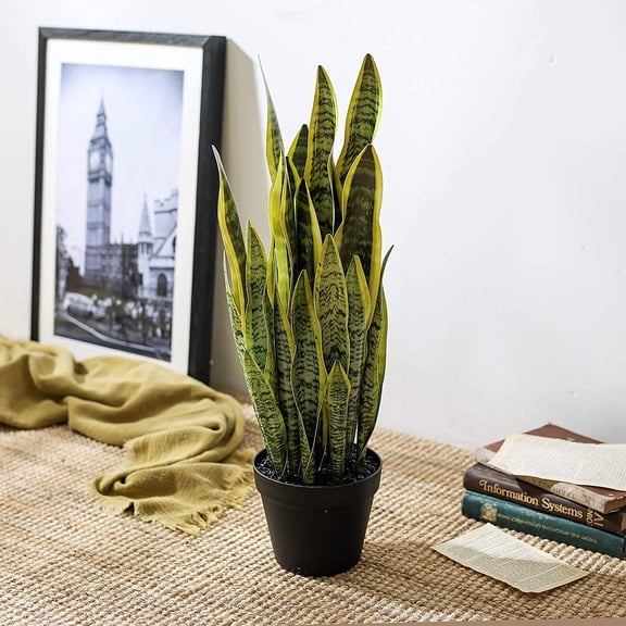 Faux Sansevieria Snake Plant   26" Artificial Potted Plant, Lifelike Greenery for Home, Office, Indoor & Outdoor Decoration