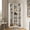 Antique white, variant on Space Saving Tall Corner Bookcase, 18 Cubby Open Storage Bookshelf, Freestanding Corner Display Rack for Books, Plants & Decor - Light ivory gray