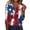 Red, variant on Women's Patriotic Star Print 250th Anniversary USA Shirt V-Neck Button 3/4 Sleeve T-Shirt