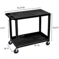 thumbnail image 3 of Luxor 18" x 32" Two Shelf Combination Flat/Tub Utility Cart - Black, 3 of 4