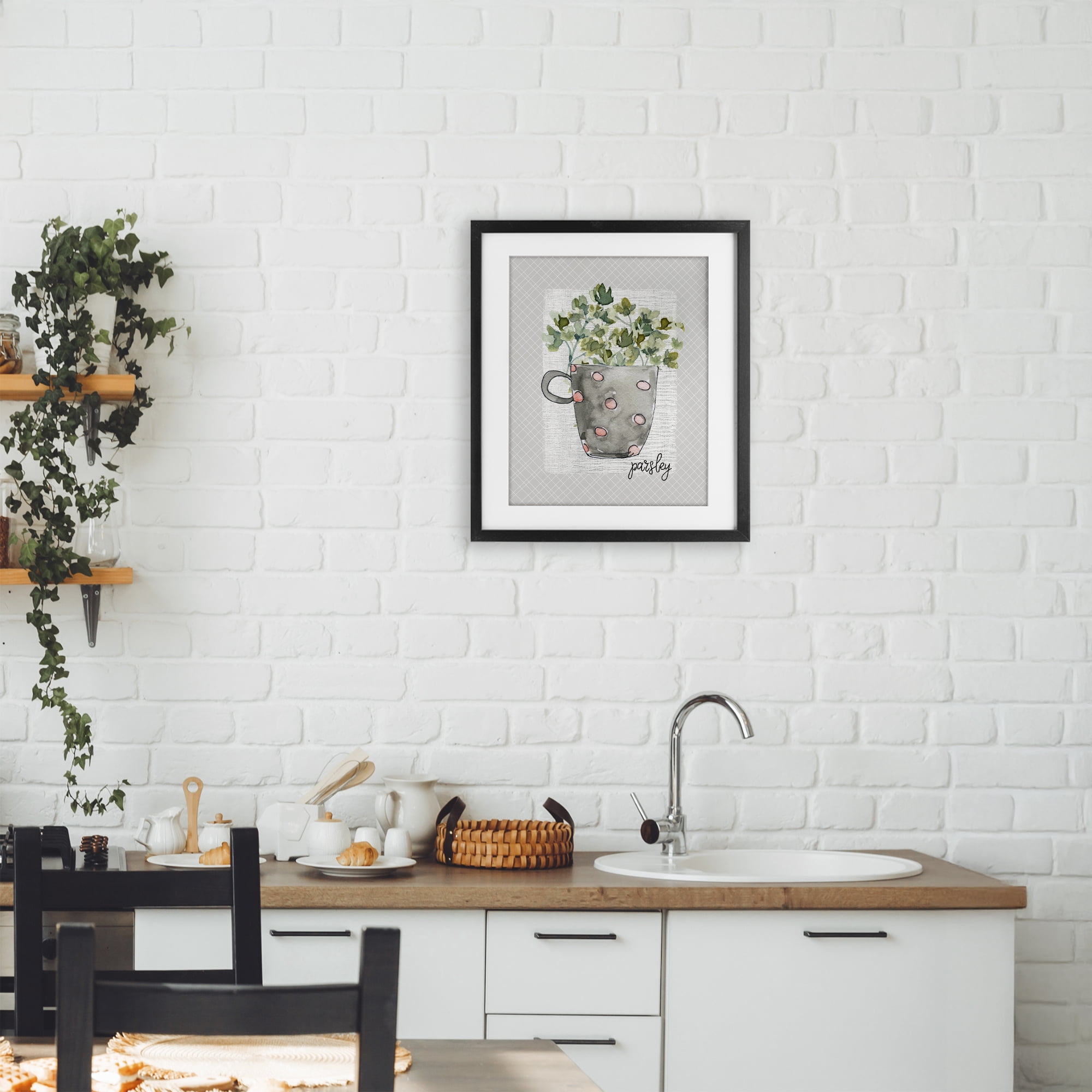 Stupell Industries Parsley Herb Mug Black Framed Print Under Glass, design by Livi Finn