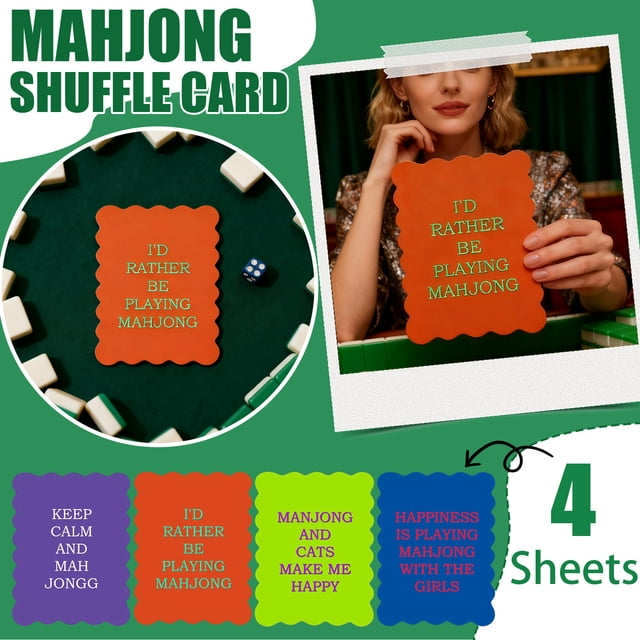 Carte de Mahjong Shuffle - Accessoire de Mahjong en PVC Épais à Bord Ondulé pour Fête à la Maison Réunion de Famille Outil de Shuffling Décoratif Durable Réutilisable Accessoire de Jeu (Vert Fluorescent)